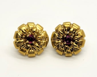 Clip-On Ruby Earrings 18K Yellow Gold