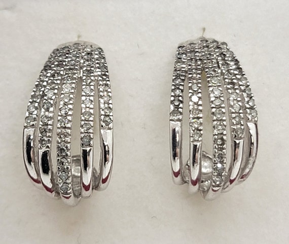 Diamond Earrings, 10K White Gold - image 1