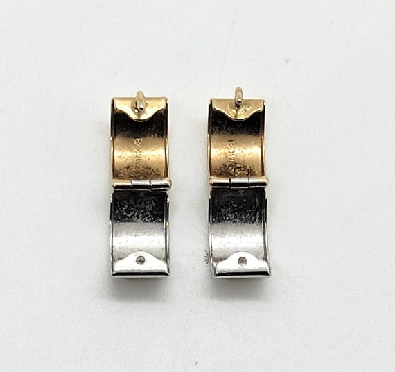 Two Tone Earrings 14K Gold - image 3
