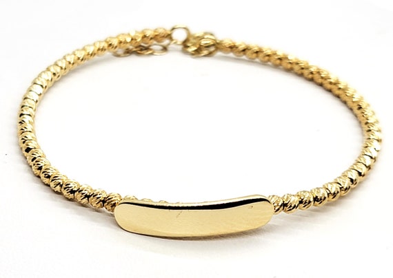 14K Yellow Gold Initial Baby Bangle Bracelet - image 3