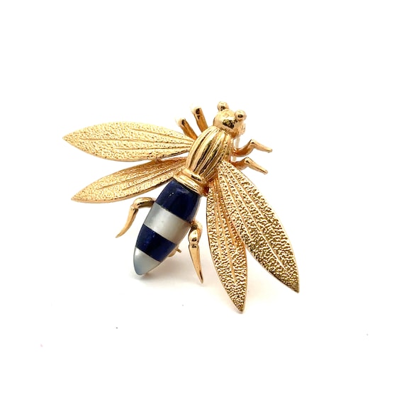 14K Yellow Gold Fly Brooch Pin - image 1