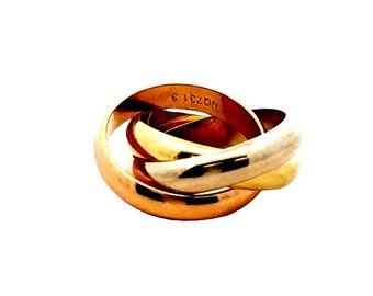 1997年製ヴィンテージ カルティエ トリニティ リング、18K トリカラー