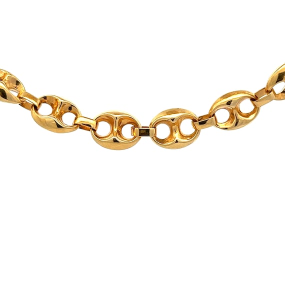 14K Solid Yellow Gold Puffed Gucci Style Chain Ne… - image 2