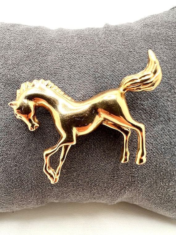 14K Yellow Gold Horse Brooch Pin