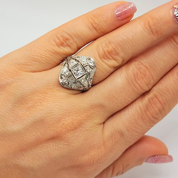 Diamond Platinum Ring Size 7 - image 8