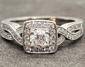 Handmade 14K White Gold Diamond Ring size 7