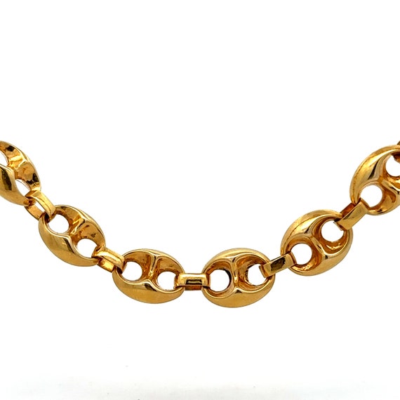 14K Solid Yellow Gold Puffed Gucci Style Chain Ne… - image 10