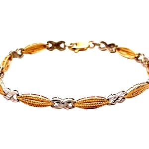 Vintage 14K Two Tone Yellow and White Gold Bracelet