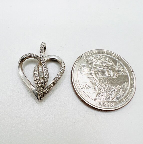 Sterling Silver Baguette Diamond 0.25ct Heart Sha… - image 10