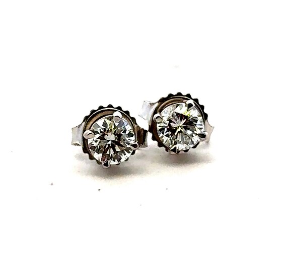 14K White Gold Diamond 0.86ct Stud Earrings - image 2
