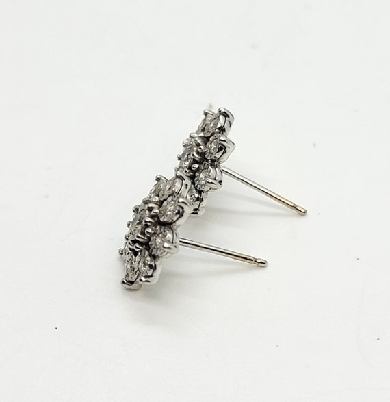 Floral Diamond Earrings, 10K White Gold - image 4