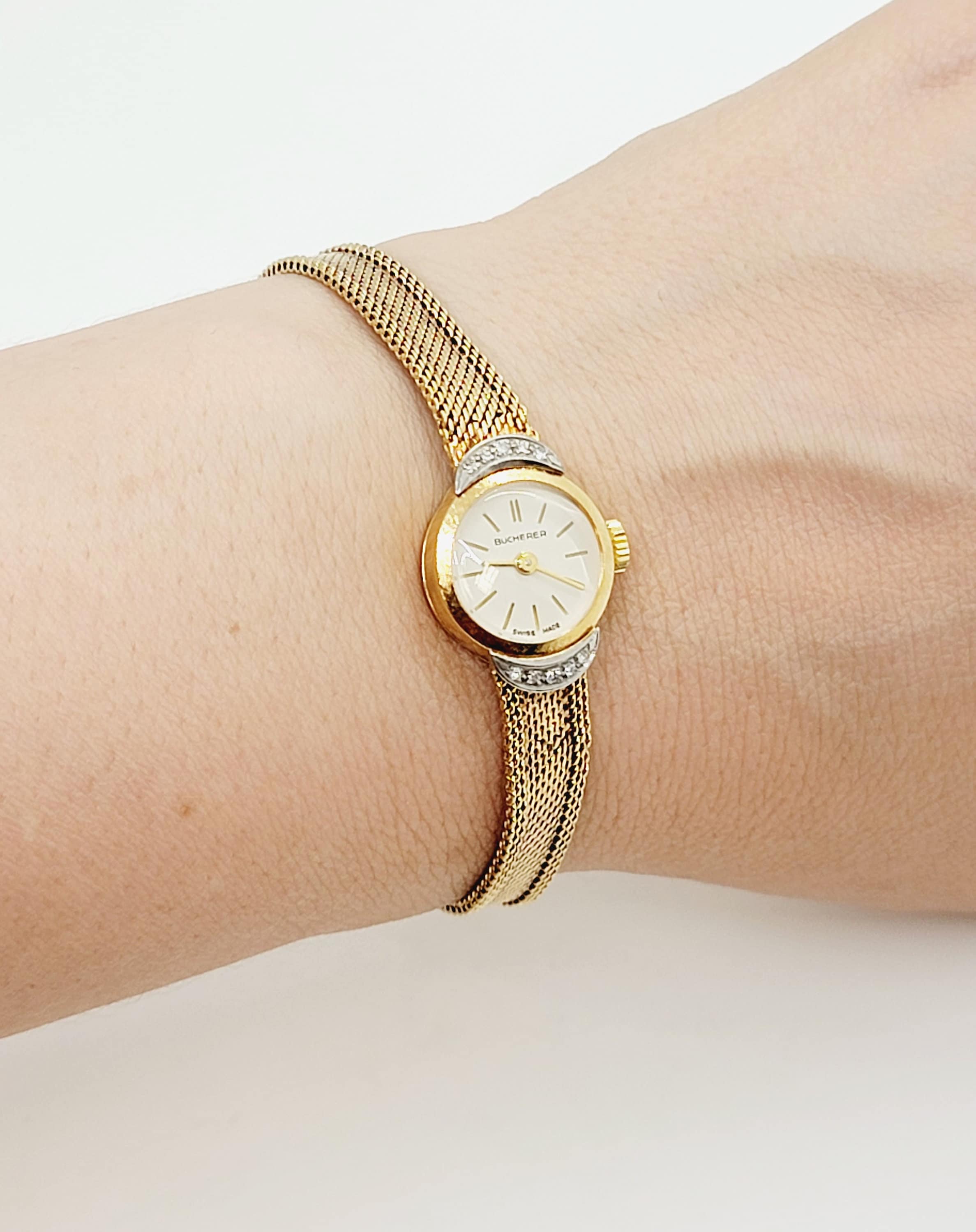 Women's Diamond Watch 18K Yellow Gold Etsy