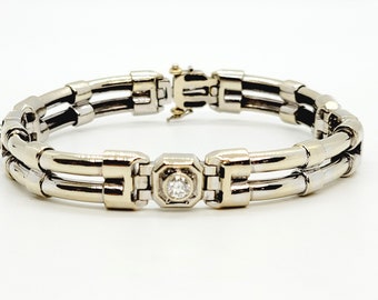 One Carat Diamond Men's Bracelet 14K White Gold
