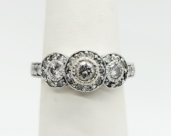 14K White Gold Diamond 1.00ct Engagement Ring Size 5.75