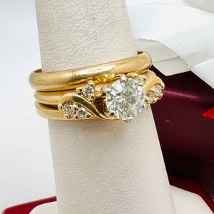 Bridal Engagement, Wedding Band Set Ring, Round Diamond, 14K Yellow ...