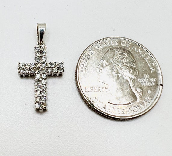 14K ホワイトゴールド ダイヤモンド 1.00ct クロスペンダント