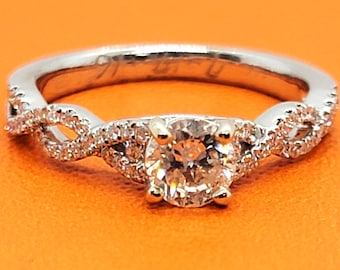 ハンドメイド 14K ホワイトゴールド ダイヤモンド 0.42ct リング 