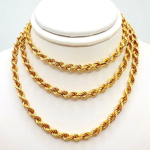 14K Yellow Solid Gold Rope Men’s Chain 27.5 inches