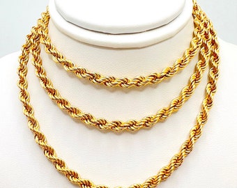 14K Yellow Solid Gold Rope Men’s Chain 27.5 inches