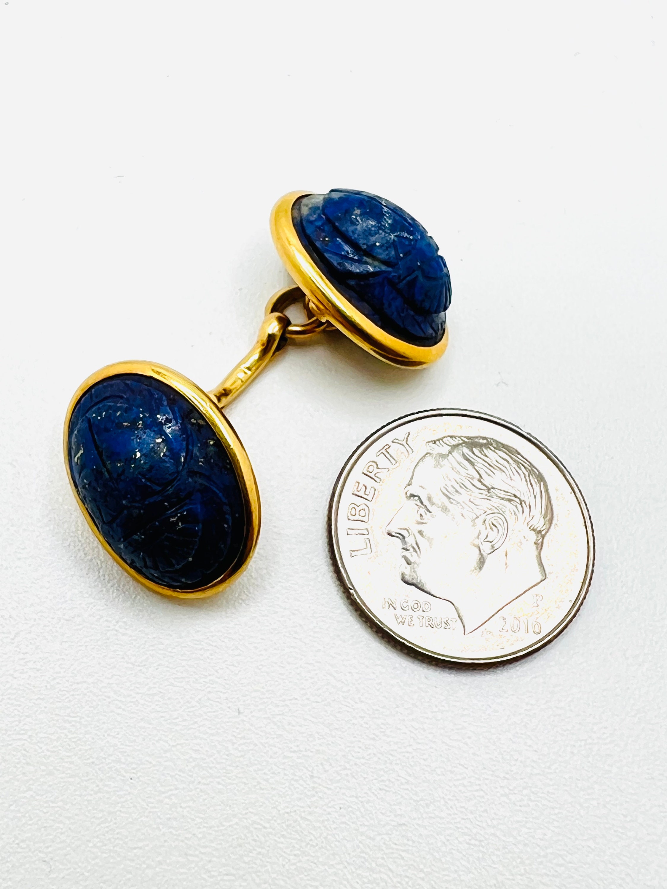 Classic Vintage 18K Yellow Gold Lapis Lazuli Oval Cufflinks - Etsy