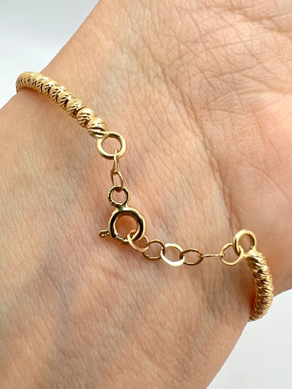 14K Yellow Gold Initial Baby Bangle Bracelet - image 4