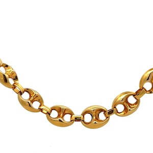 14K Solid Yellow Gold Puffed Gucci Style Chain Necklace