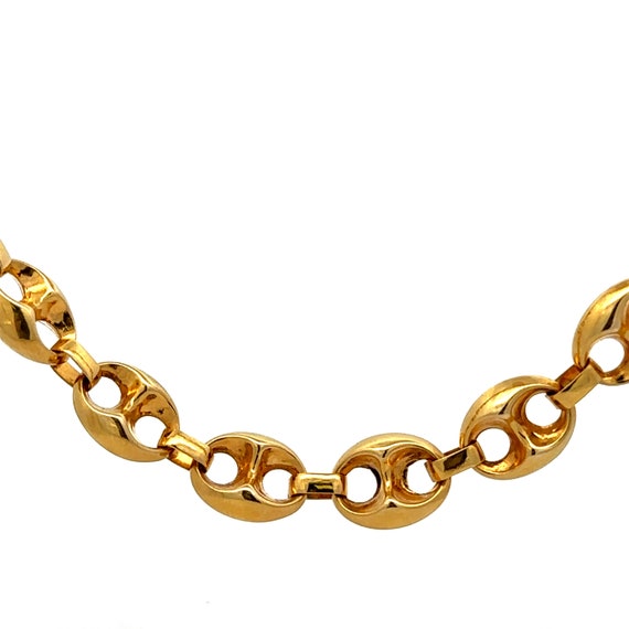 14K Solid Yellow Gold Puffed Gucci Style Chain Ne… - image 1