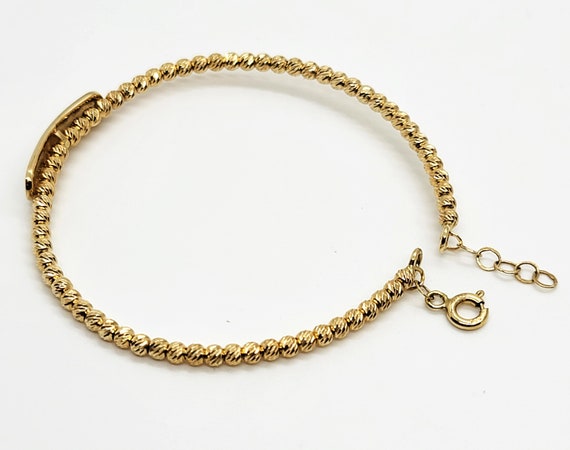 14K Yellow Gold Initial Baby Bangle Bracelet - image 7