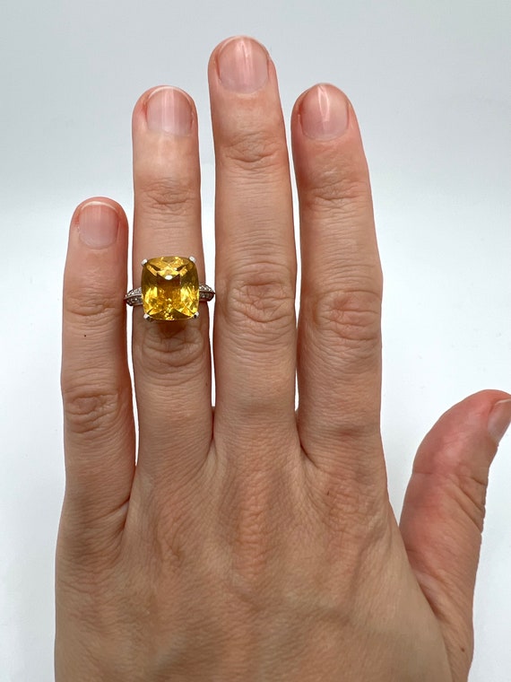 14K White Gold Citrine & Diamond 0.25ct Cocktail … - image 4