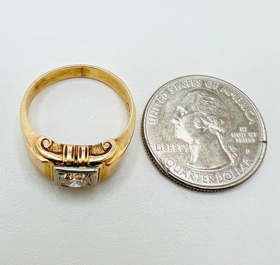 14K Yellow Gold Diamond 0.60ct Man's Ring Size 9 - image 10