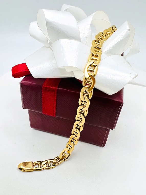 18K Yellow Gold Link Bracelet Size 6.5 - image 1