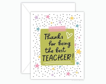 Illustrated Teacher Thank You Card, Fun Quirky Design