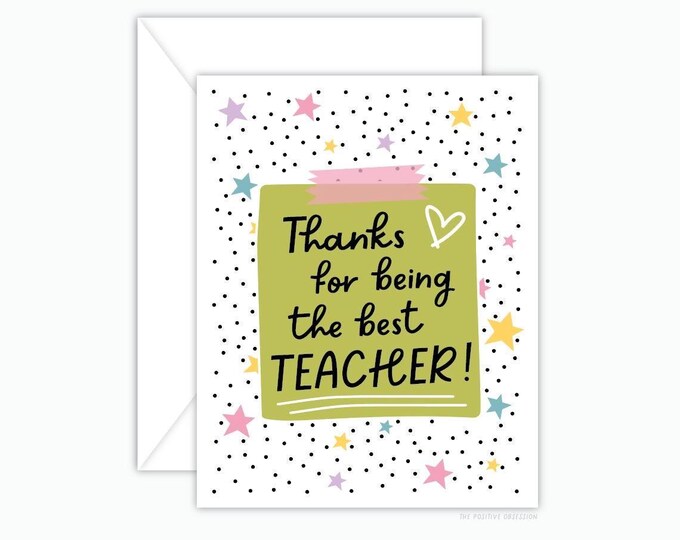 Illustrated Teacher Thank You Card, Fun Quirky Design