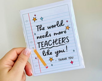 Need More Teachers Appreciation Card, Teacher Thank You Card, Gift for Teacher, Back To School Card, End of School Card, Cute Teacher Card