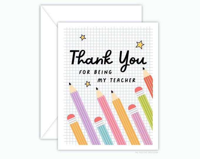 Thank You Teacher Card: Handmade Illustrated Design