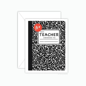 Teacher Notebook Appreciation Card, Teacher Gift, Thank You Teacher Card, Back To School Greeting Card, Gift For Teacher, Cute School Card