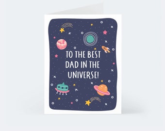 Best Dad In Universe, Fathers Day, Funny Dad Card, Gift For Dad, Funny Card For Dad, Greeting Card For him, Dad Birthday Card, Card For Men