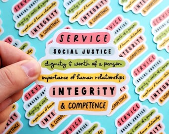 Social Work Values Vinyl Sticker: MSW, LCSW Gift