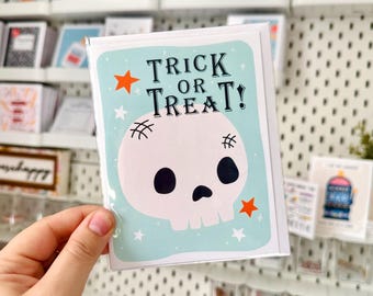 Trick Or Treat Skull Halloween Greeting Card