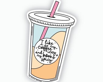 Book Lover Iced Coffee Vinyl Sticker: Reader Gift