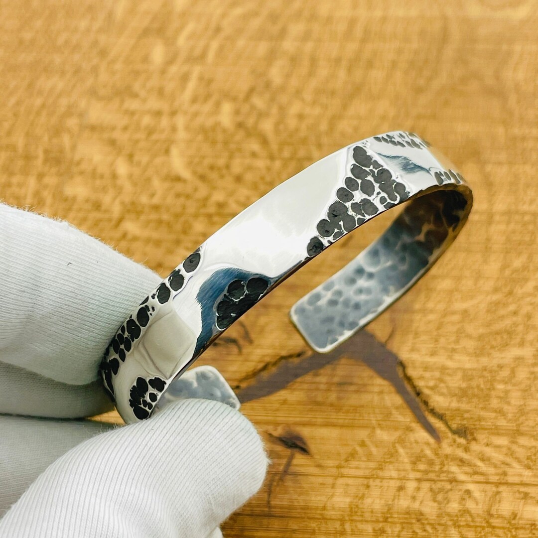 Men Silver Bracelet Unisex Cuff Bracelet Adjustable Fashion Etsy