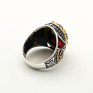 Men Handmade Ruby Stone Silver Ring , Red Stone Garnet Ring , Ottoman ...
