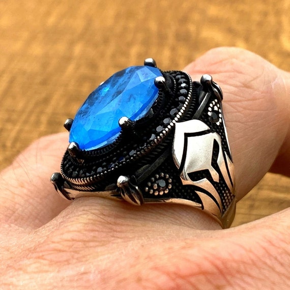 Retro Handmade Turkish Ring For Men Vintage Double s Black Zircon Rings  Punk 2022 Trendy Islamic Religious Muslim Jewelry