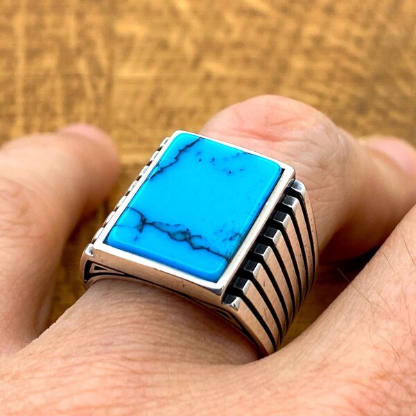 Mens Turquoise Ring Etsy
