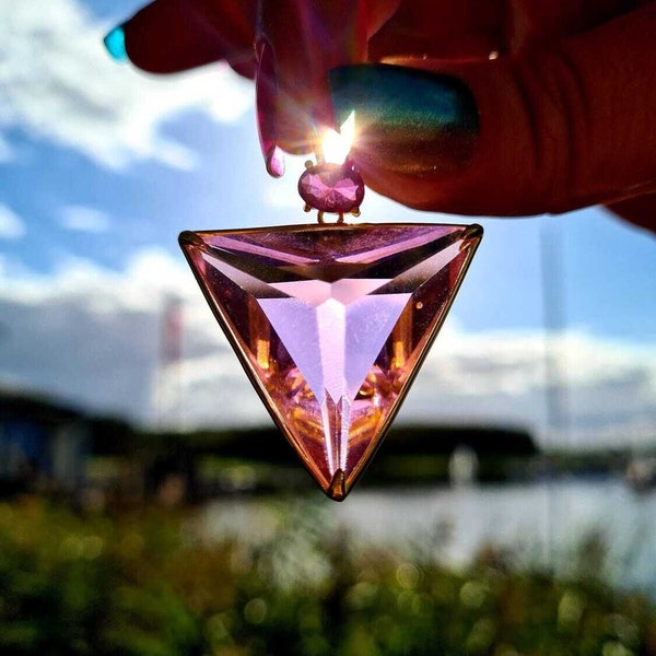 Andara Crystal Angel Star Pendant Unique High Swinging 5D-12D Rainbow Energy -Shekinah Pink Single Piece