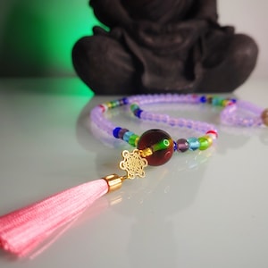 Andara Kristall Mala Kette - Angel Aura Violette Flamme -22Affirmationskarten deutsch/englisch-Anleitung-Sehr hohe Schwingung-Sonderedition