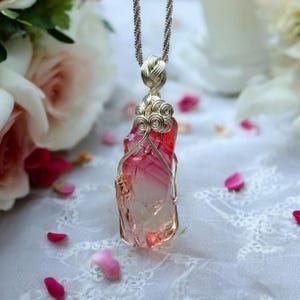 Natural Andara Crystal Pendant - Cosmic Ice & Venus Pink ANDARA Crystal Pendant - Unique Piece - Very Rare Find