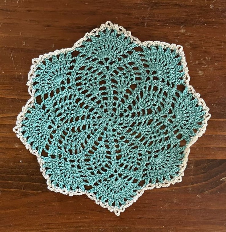 Two Teal Round Doilies, Crochet Teal Doilies, Handmade ,shabby Chic