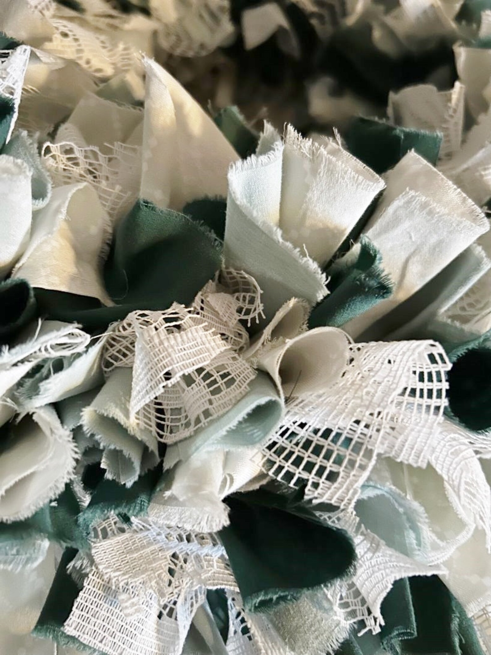 Rag Wreath Shabby Chic Wall Decor Wall Hangings Door Hangings Fabric ...