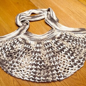 Mesh Market Bag, Baby Bag, Reading Tote, Farmers  Market Bag, Brown Variegated  Bag, Cotton Bag, Crochet Tote Bag, Resuable Bag
